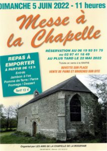 chapelle de la Bogeraie repas à emporter le 5 juin